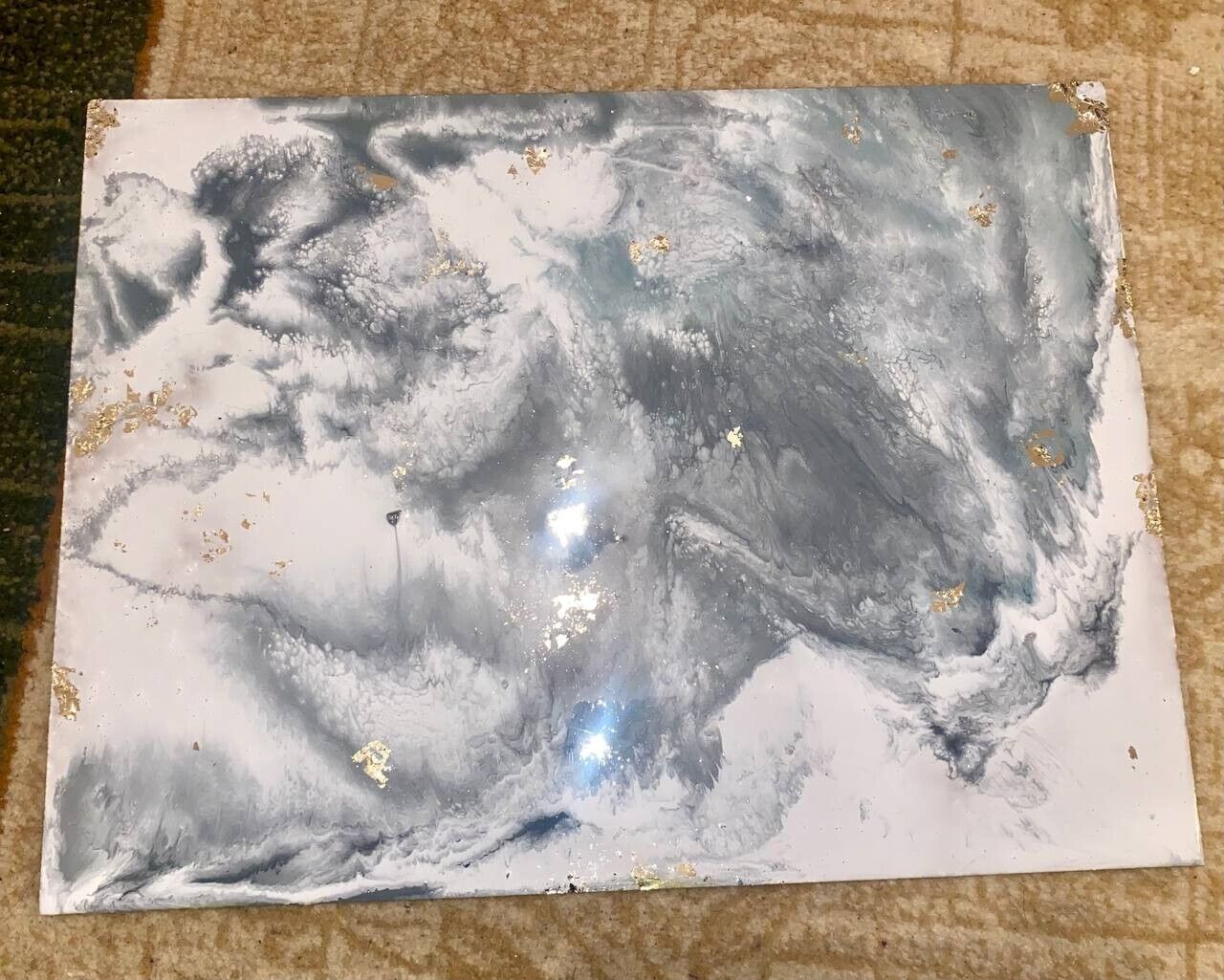 Painting Handmade Abstract  - Epoxy Resin, Marble 30 x 40 cm