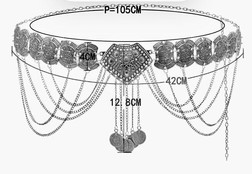 Women's Alloy Dance Chain Belt Retro Afghan Asian