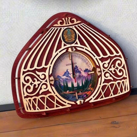 Wall Clock Handcrafted Kazakh Yurt