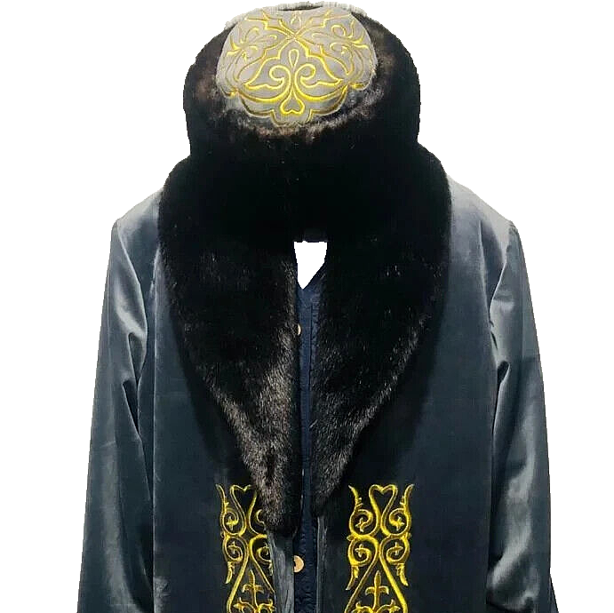 Shapan Chapan Kazakh Mongol Ethnic Luxury Jacket + FREE CAP