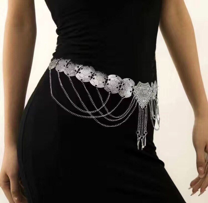 Women's Alloy Dance Chain Belt Retro Afghan Asian