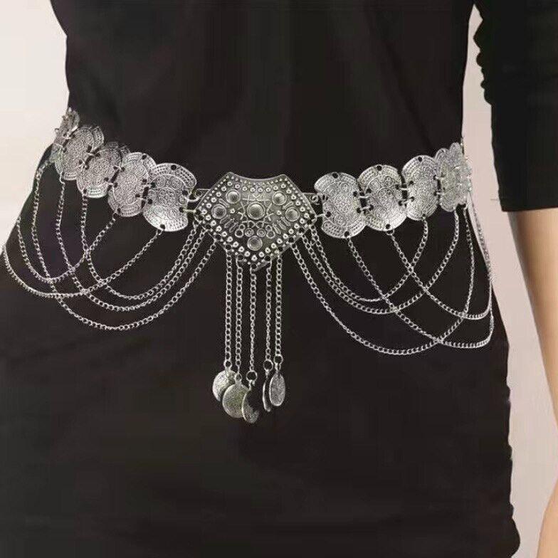 Women's Alloy Dance Chain Belt Retro Afghan Asian